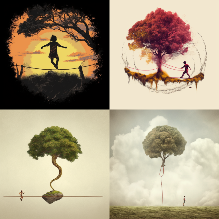 A tree jumping rope