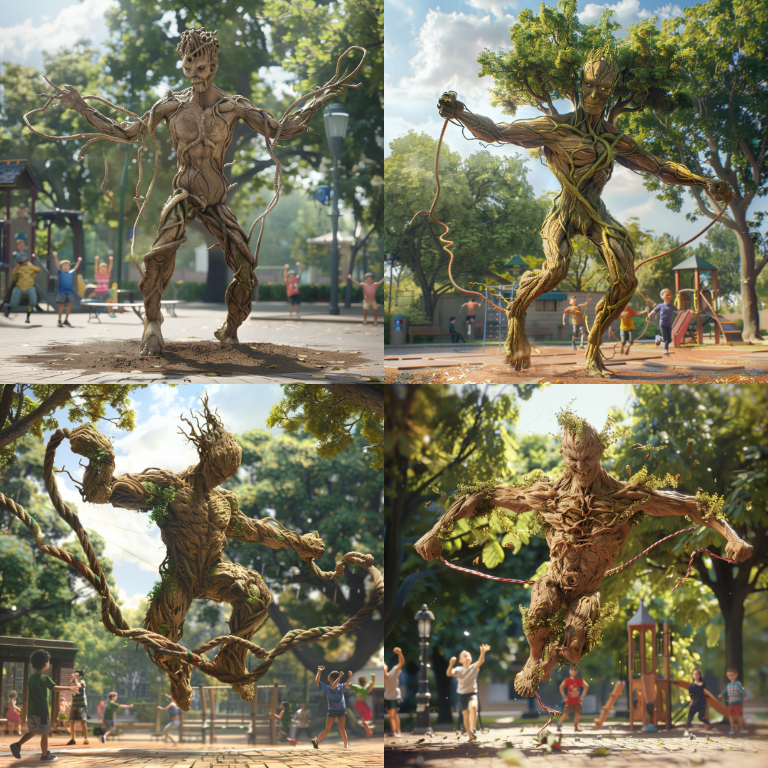 A tree jumping rope